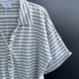 Sabo Striped Button-Front Shorts Romper – Size M
